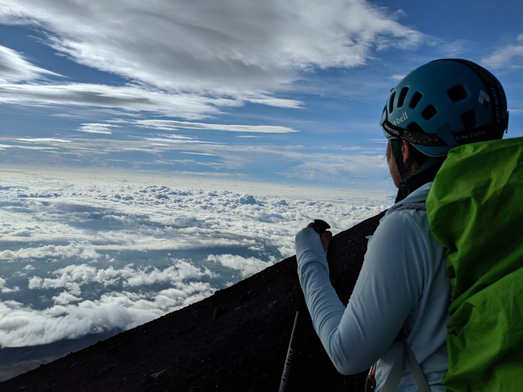 Hiking Japan: Fujisan - Picture of Sara descending the Yoshida trail
